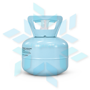 Side view of a R134A 5 lb refrigerant cylinder