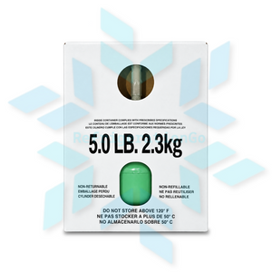 Left side view of R22 5 lb refrigerant packaging
