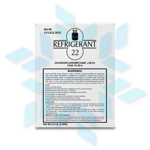 Right side view of R22 5 lb refrigerant packaging