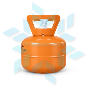 Side view of a R404A 5 lb refrigerant cylinder