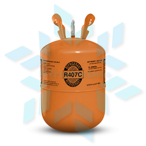 R407C refrigerant cylinder with valve details for HVAC refrigeration system service