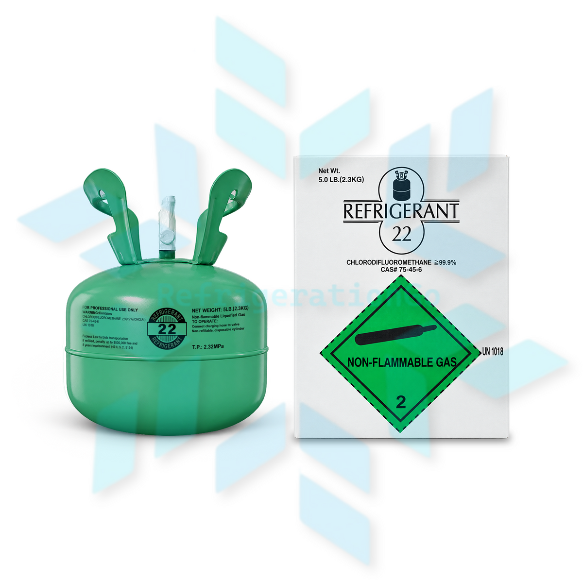 R22 5 lb refrigerant cylinder with packaging box
