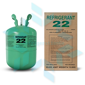 R22 refrigerant cylinder with safety label for HVAC cooling and air conditioning applications