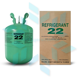 R22 refrigerant cylinder packaging with product information for HVAC refrigeration systems
