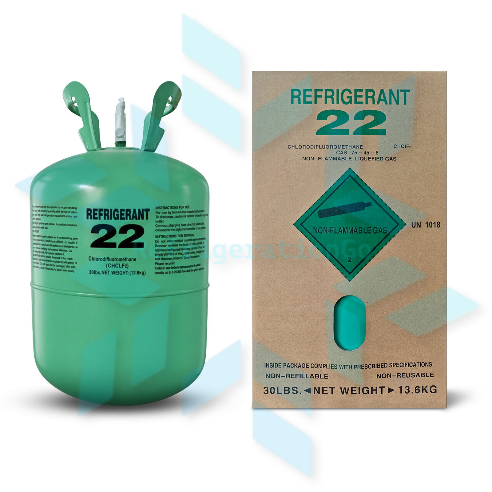 R22 refrigerant cylinder for HVAC air conditioning and refrigeration system service