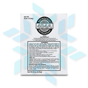 Right side view of R404A 5 lb refrigerant packaging