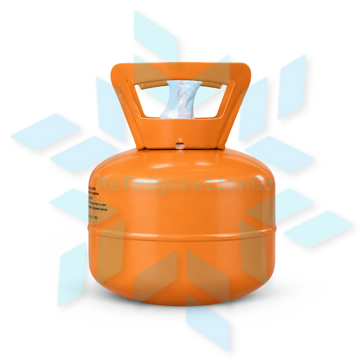 Side view of a R404A 5 lb refrigerant cylinder