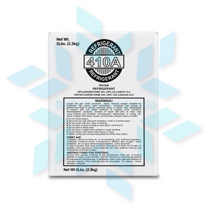 Right side view of R410A 5 lb refrigerant packaging
