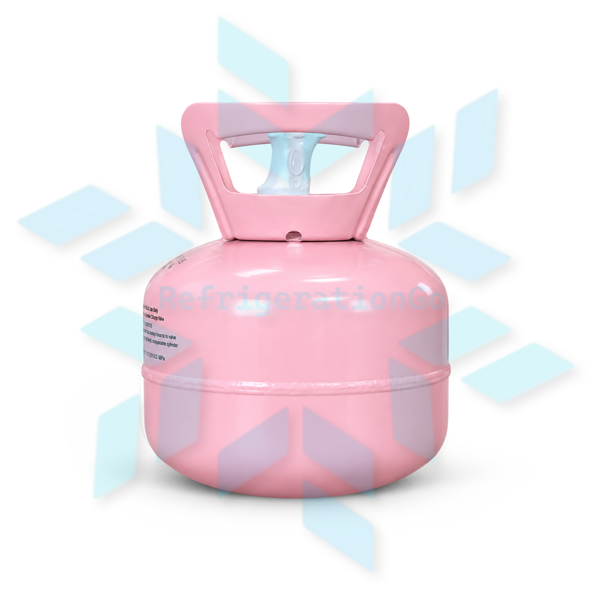 Side view of a R410A 5 lb refrigerant cylinder