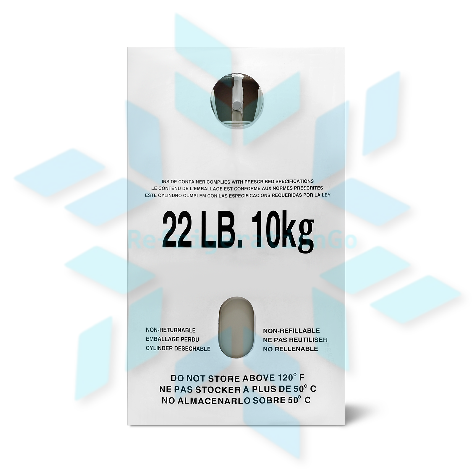 R454B refrigerant bottle packaging and product details for HVAC air conditioning service