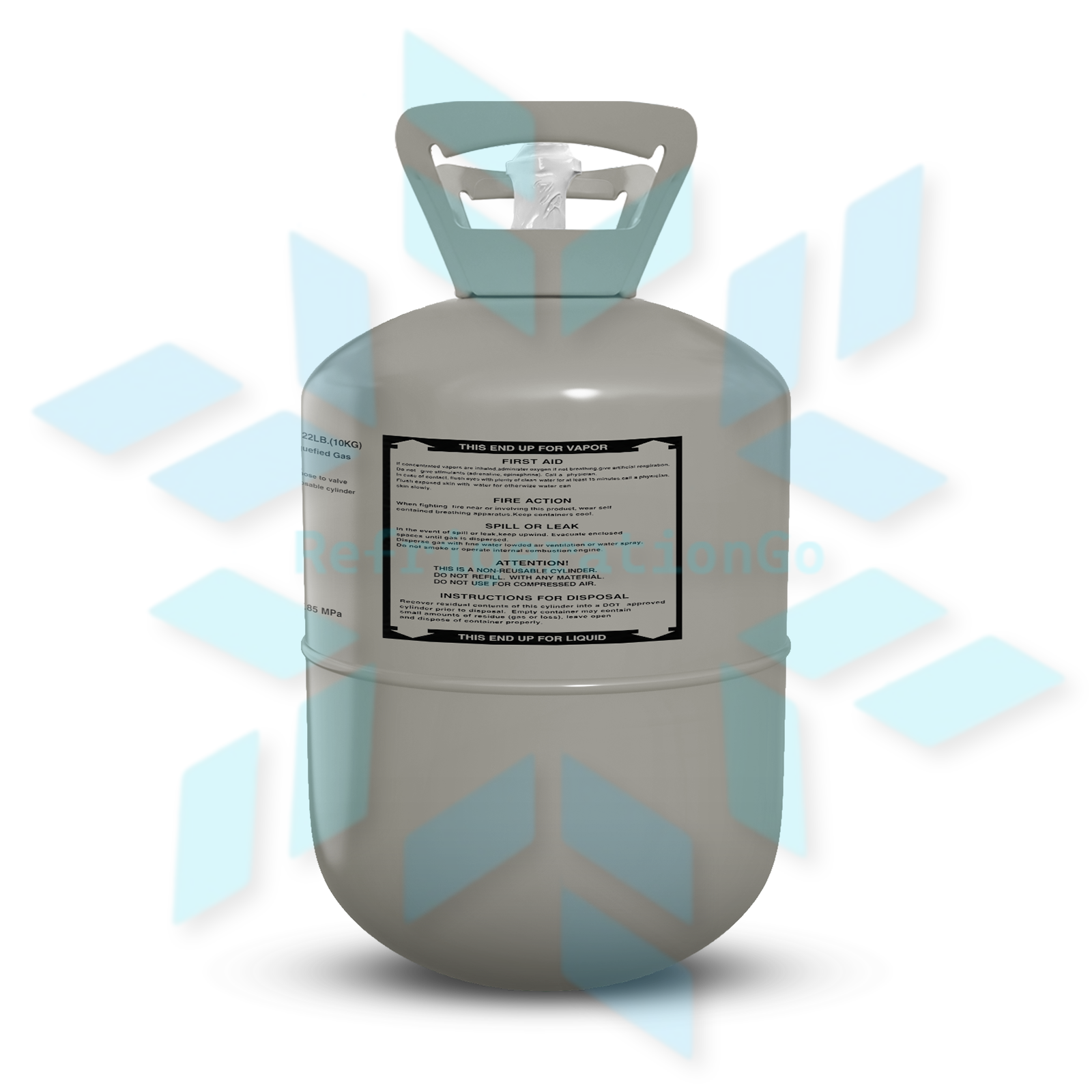 R454B refrigerant cylinder product image for HVAC refrigeration and cooling applications